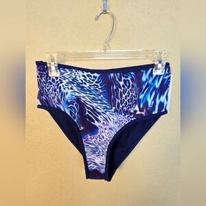 TiniBikini Blue and Purple Animal Print Bikini Brief M (7827)